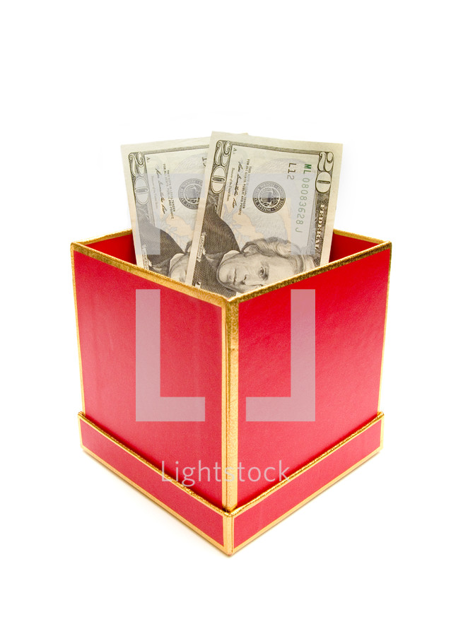 cash in a gift box