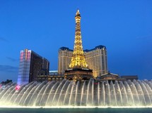 Bellagio Fountains at night in Las Vegas