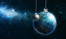 Earth and moon hanging Christmas ornaments