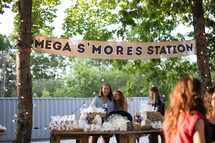 Mega s'mores station sign and s'mores 