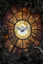 Dove of the Holy Spirit in stained glass
