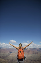 reaching the top, hands raised, accomplishment, outdoors, mountaintop 
