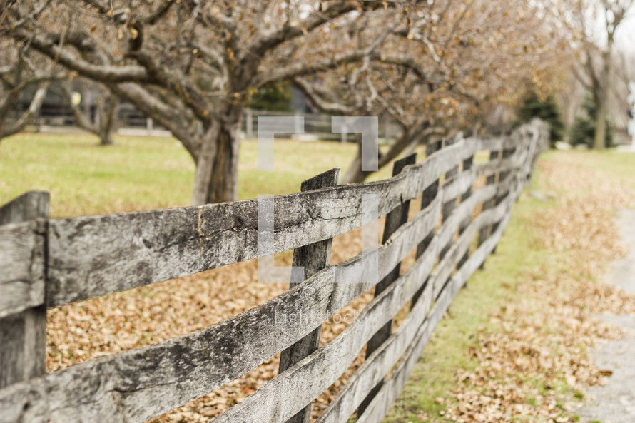fence line on a farm 