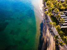 aerial view over a shoreline 