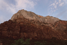 looking up to the top of mountain peak 