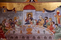 Painting of the Last Supper, Podgorica Orthodox Cathedral, Montenegro.
