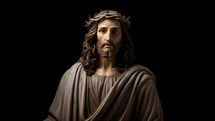 Portrait of Jesus Christ with crown of thorns on black background