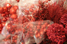 shiny red decorative elements for Christmas