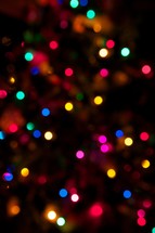 Colorful Christmas lights at night.