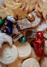 cookies and Christmas ornaments 