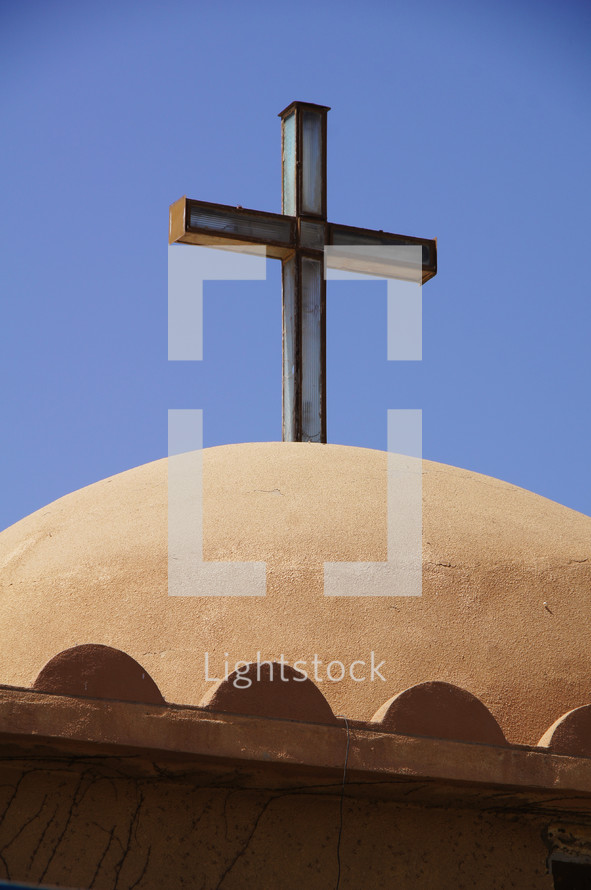 Cross on top of a church bell tower, Erbil, Kurdistan, Iraq