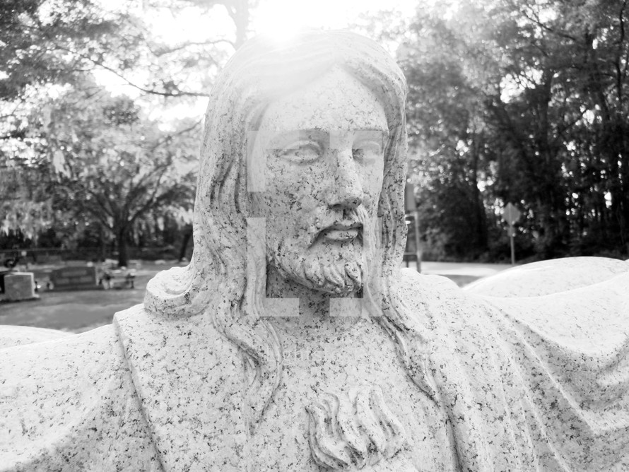 Jesus Statue up close portrait of Christ