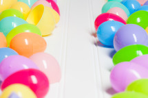 Colorful plastic Easter eggs.