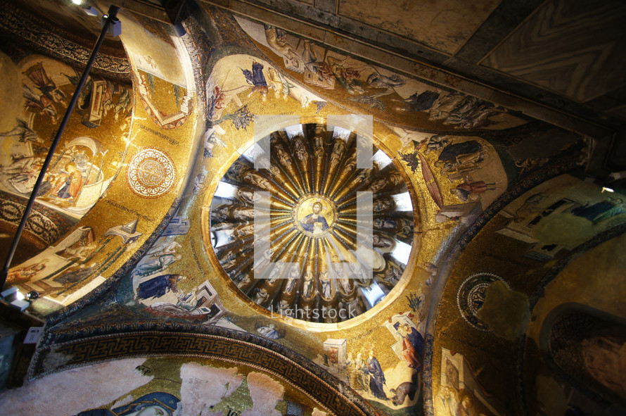 paintings of Jesus on the dome of a church