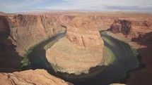 Horseshoe Bend incised meander of the Colorado River near Page, Arizona, United States. East rim of the Grand Canyon