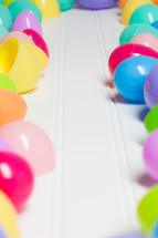 Colorful plastic Easter eggs.