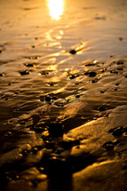 sunlight on wet sand 