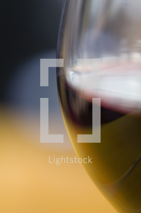Wine, Communion Element; wine glass with edge in focus.