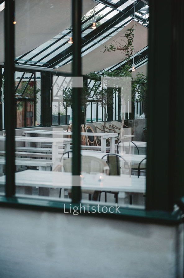 seating in a sunroom at a restaurant 