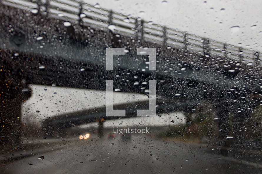 rain on a car windshield 