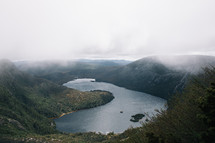 a lake in a valley In Tasmania 