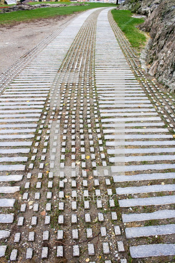 stone pavers along a walkway 