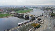 Dronefootage of Dresden and its iconic bridge.