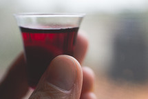 communion wine cup in hand 