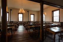 Historic building preserved - tables and chairs