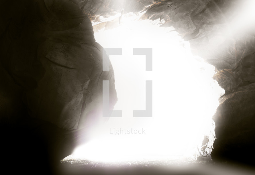 light entering the burial tomb of Jesus