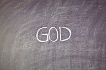 God written on a chalkboard