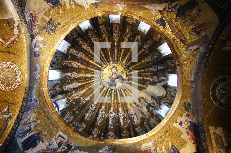 paintings of Jesus on the dome of a church