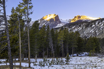 Sunrise on Hallett Peak in Rocky Mountain National Park located in Estes Park Colorado