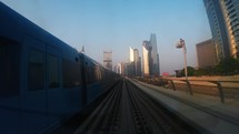 Railway winds between the skyscrapers of Dubai
