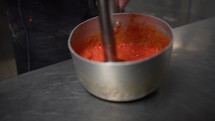 The Making Of Of Tomato Sauce With A Mixer 