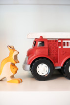 toy Kangaroo and firetruck 