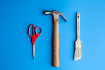 Tools centered on a blue background.