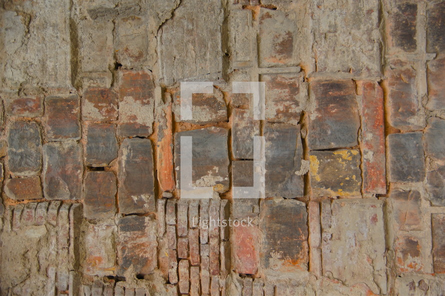Weathered brick wall 