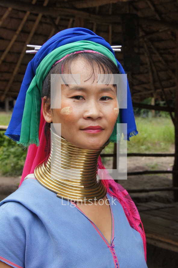 Hill tribe woman in ceremonial tribal wear