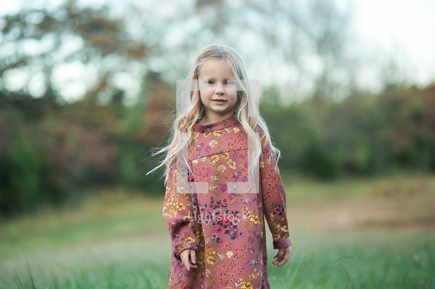 blonde little girl in a dress