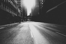 empty streets in black and white