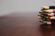points of colored pencils 