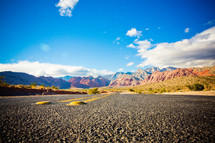 the open road through the Nevada desert mountains