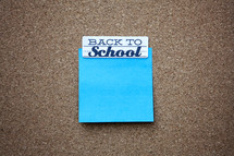 Sticky Note with Back to School Header. Copy Space