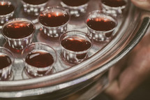 tray of communion cups 