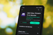 HBO Max app on a smartphone 