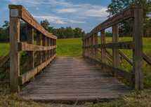 wooden footbridge in the country 