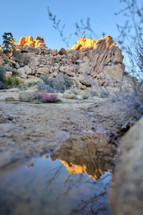 puddle and desert rocks 