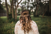flowers in a bride's hair 