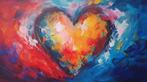 Colorful oil painted heart. 
